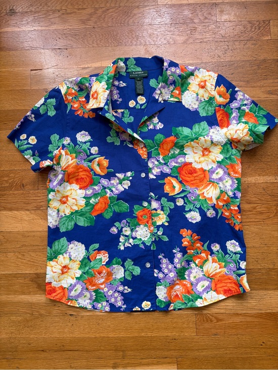 Lauren Ralph Lauren Tops - RALPH LAUREN Multicolor Tropical Floral Short Sleeve Button Shirt WOMENS LARGE